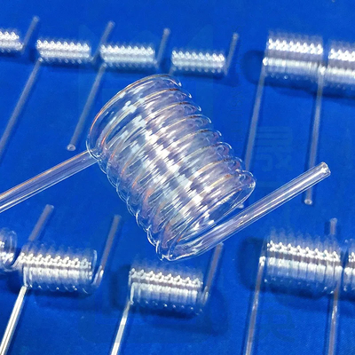 Topo espiral de cuarzo transparente resistente a altas temperaturas