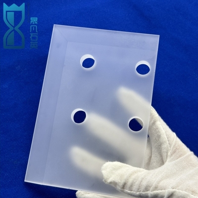 Placa de vidrio redonda con forma de hielo a medida Placa de cuarzo con disco perforado con láser