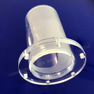Fabrica de alta temperatura sellada por encargo con brida de cuarzo perforada con tubo de cristal de cuarzo