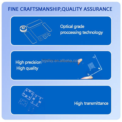 Placa de vidrio de cuarzo transparente con alta transmisión de la luz, resistencia a altas temperaturas y resistencia a la corrosión para aplicaciones técnicas