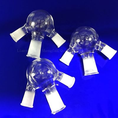 Tubos de cuarzo de laboratorio resistentes a la corrosión a altas temperaturas con tres bocas de boca con juntas de tierra
