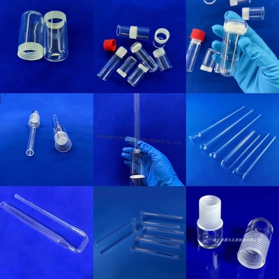 Retorta de vidrio de cuarzo resistente a altas temperaturas, reactor de vidrio de cuarzo para laboratorio