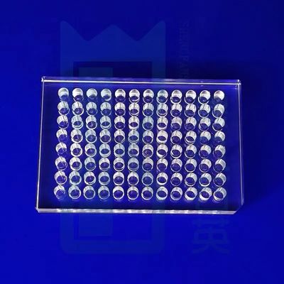 Placa de microtitulación de hemaglutinación de vidrio de cuarzo de 96 pocillos, microplaca de 96 pocillos, placas de cuarzo fundido, lámina de vidrio de cuarzo