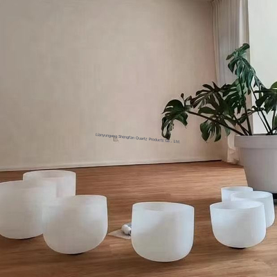 432hz 440hz Frosted Quartz Sound Bowl Colored Crystal Singing Bowl Meditation Yoga Healing Chakra Balance 7pcs Set