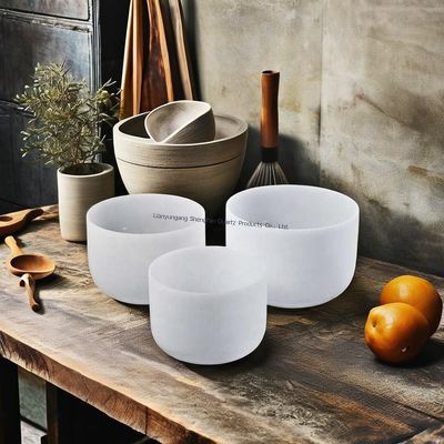 Pure Quartz Crystal Singing Bowl Set with Harmonic Resonance and Digital Musical Scale for Chakra Healing