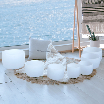432hz 440hz Frosted Quartz Sound Bowl Colored Crystal Singing Bowl Meditation Yoga Healing Chakra Balance 7pcs Set